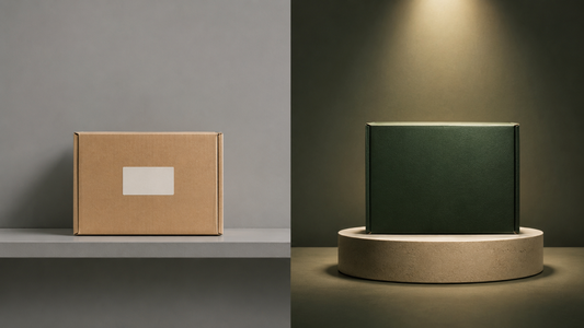 Brand vs Listing — two product boxes side by side, one generic, one premium branded